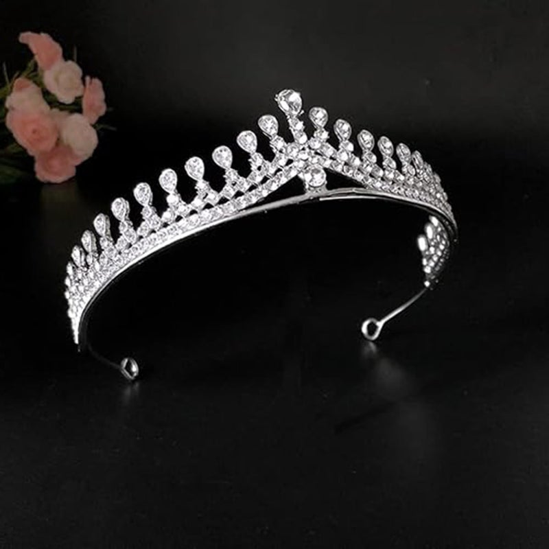 PEORA Cubic Zirconia & Crystal Studded Princess Tiara Crown for Girls & Women Birthday Gift Hair Accessories - Image 3