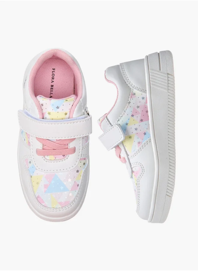 Flora Bella By Shoexpress Star Print Sneakers with Hook and Loop Closure