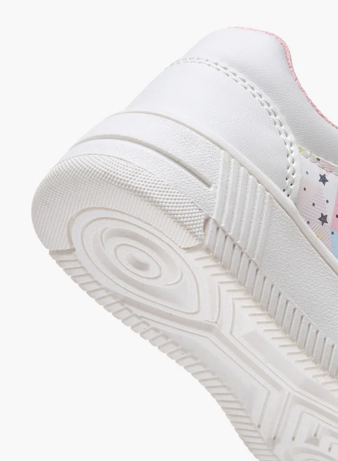 Flora Bella By Shoexpress Star Print Sneakers with Hook and Loop Closure