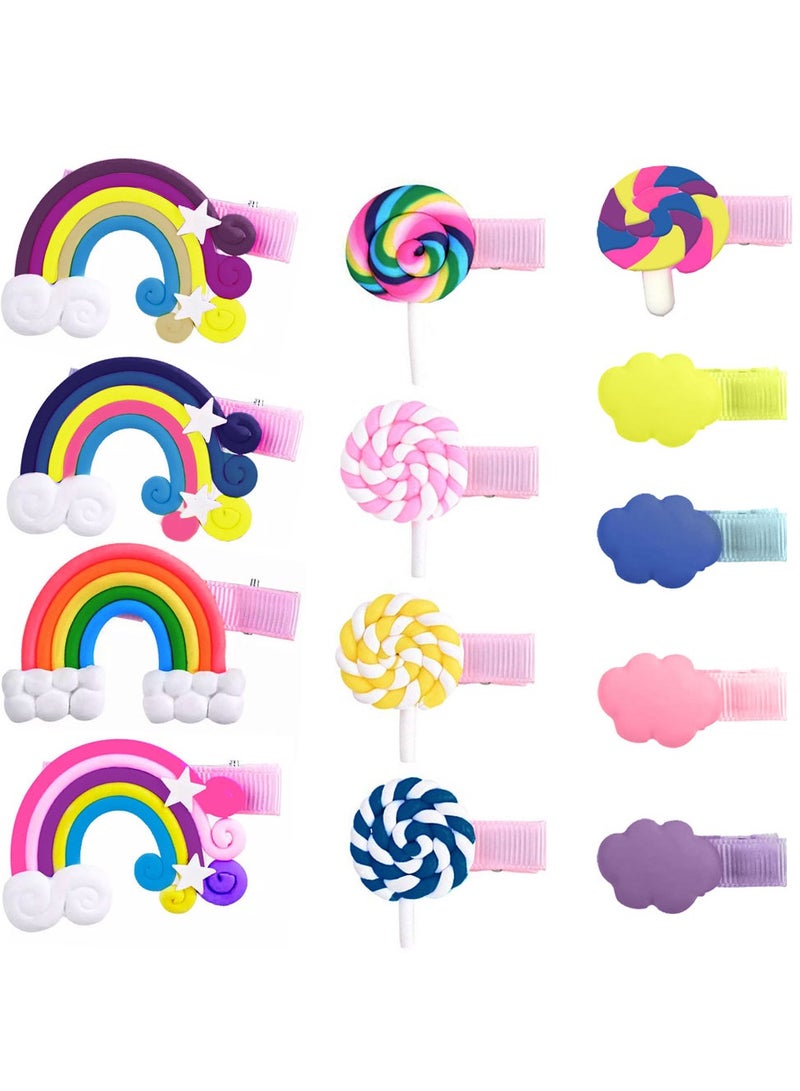MARGOUN 12 Packs For Hair Clips Cloud Ornaments and Lollipop Colourful Flatback Polymer Hair Clips