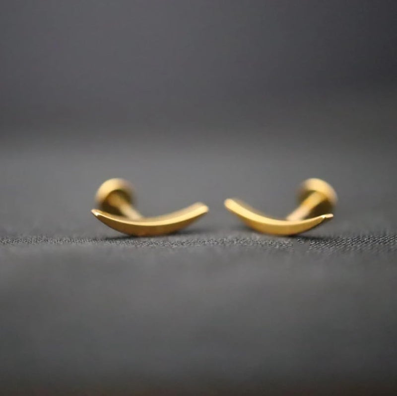NONTAI 18G Climber Titanium Stud Threadless Flat Back Earrings Gold, Cartilage Tragus Helix Stud Conch Piercing Jewelry - Image 3