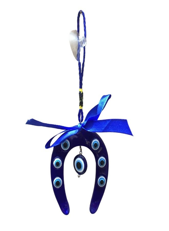 GJ Blue Horse Shoe Naal Nazar Battu Evil Eye Hanging for Home Entrance & for Car Decoration Wards Off Negativity & Brings Positivity | 18 cm – Blue - Image 5