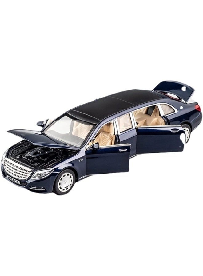 حديقة الألعاب 1:24 محاكاة بمقياس لسيارة مرسيدس مايباخ S600 – نموذج سيارة معدنية بدفع رباعي مع سحب خلفي وصوت وإضاءة – لعبة مجسمة فاخرة - Image 1