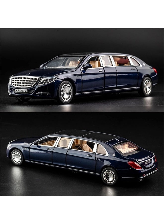 حديقة الألعاب 1:24 محاكاة بمقياس لسيارة مرسيدس مايباخ S600 – نموذج سيارة معدنية بدفع رباعي مع سحب خلفي وصوت وإضاءة – لعبة مجسمة فاخرة - Image 4