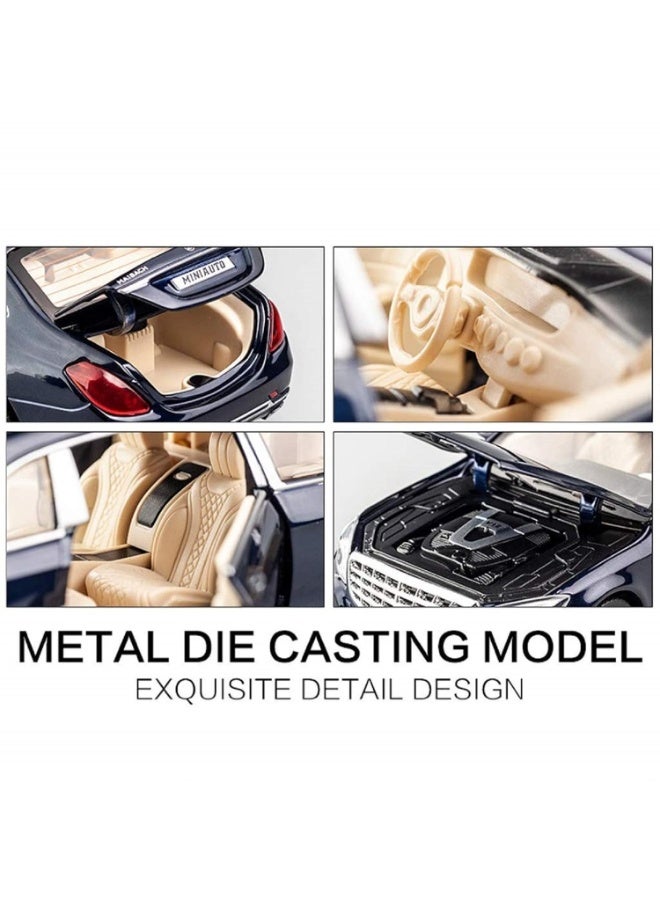 حديقة الألعاب 1:24 محاكاة بمقياس لسيارة مرسيدس مايباخ S600 – نموذج سيارة معدنية بدفع رباعي مع سحب خلفي وصوت وإضاءة – لعبة مجسمة فاخرة - Image 3