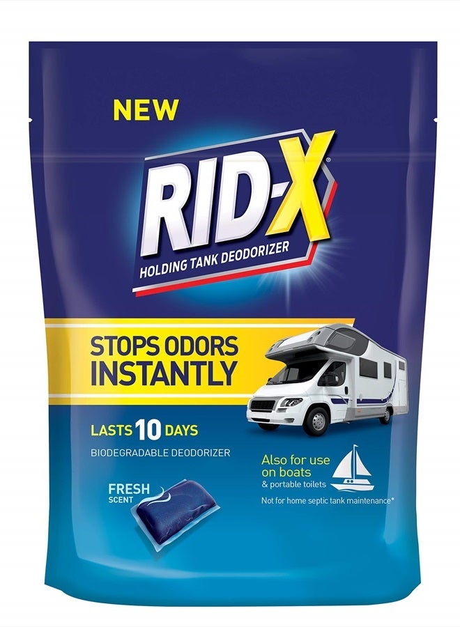 Rid-x Holding Tank Deodorizer Pacs, Septic Tank Treatment for Rv, Boats, & Portable Toilets, Fresh Scent, 8 Count - Image 1