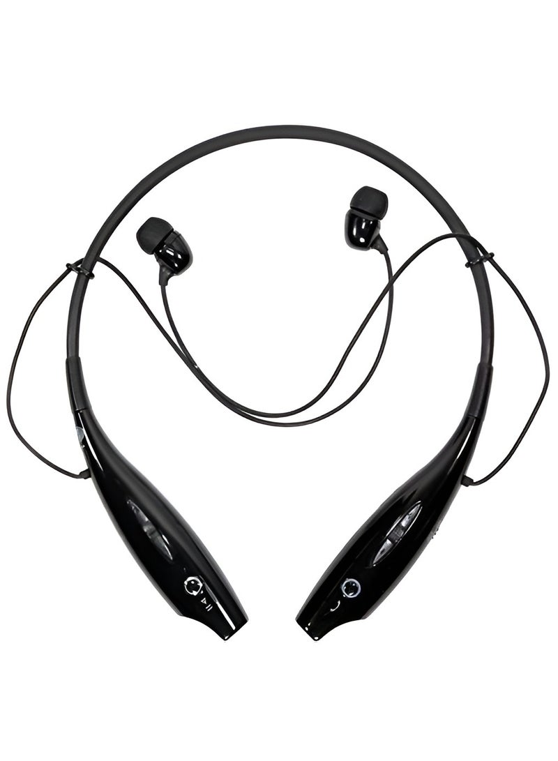 Wireless Headphones with Mic Pure Bass Sound Bluetooth In-Ear Neckband Wired Headphone Black - Image 1