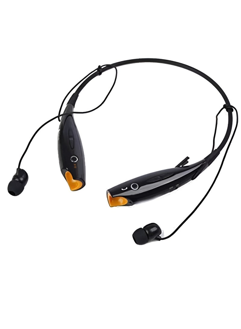 Wireless Headphones with Mic Pure Bass Sound Bluetooth In-Ear Neckband Wired Headphone Black - Image 2