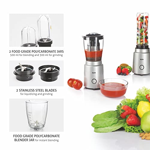 Glen Polycarbonate Multi Function Active Blender 350 Watt With 4 Jar Silver (Sa4048Nmf), 2 Years Warranty, 350 Watt (SA4048MF) - Image 2