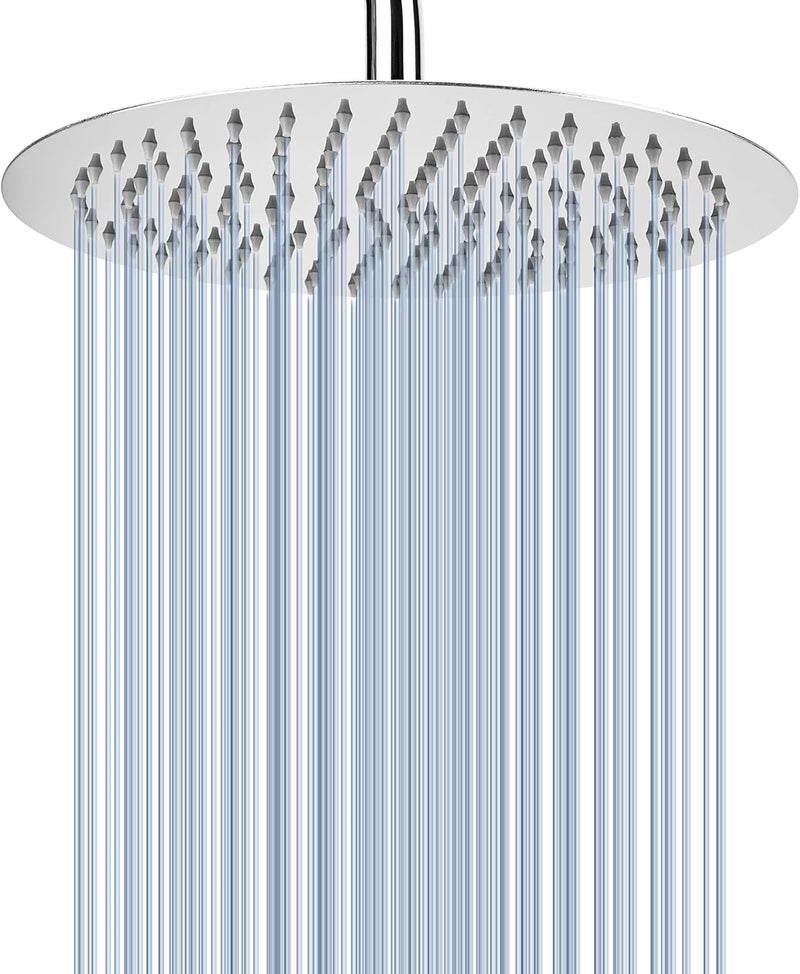 Voolan Rain Shower Head, High Pressure High Flow All Metal Rainfall Shower Head, Ultra-Thin Design-Pressure Boosting, Universal Wall and Ceiling Mount (10 Inch, Chrome) - Image 1