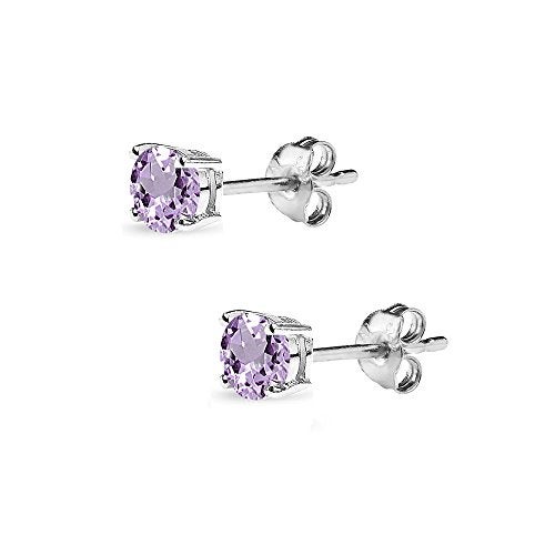 B. BRILLIANT Amethyst Earrings | 925 Sterling Silver 4mm Solitaire Round Purple Stud Genuine Amethyst Earrings for Women Gemstone Fashion Trendy - Image 4