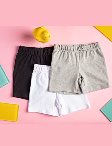 MY WAY Toddlers & Girls Bike Shorts Cotton & Spandex — Biker Shorts for Under Dresses, Cartwheel & Dance - 3 PK Black, H Grey, and White 10 - Image 5
