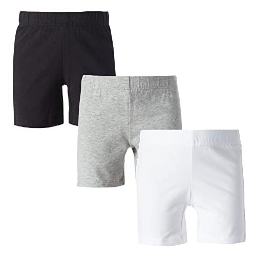 MY WAY Toddlers & Girls Bike Shorts Cotton & Spandex — Biker Shorts for Under Dresses, Cartwheel & Dance - 3 PK Black, H Grey, and White 10 - Image 1