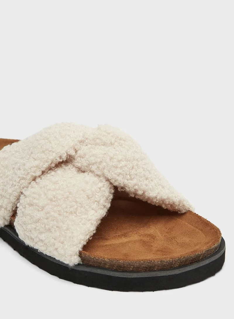 ONLY Fuzzy Strap Sandals
