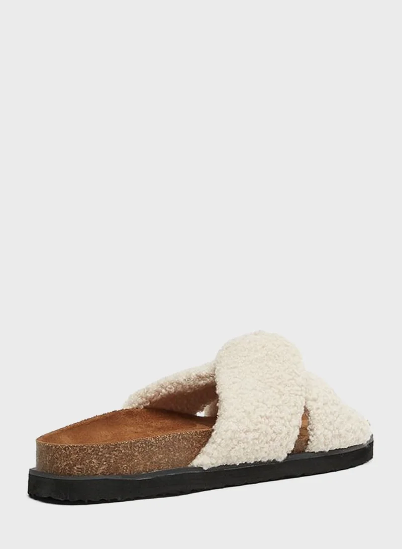 ONLY Fuzzy Strap Sandals