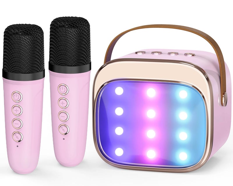 FLUESTON Mini Karaoke Machine for Kids Adults Portable Bluetooth Speaker with 2 Wireless Microphones Toys for Girls Ages 3 4 5 6 7 8 91011 Years Old Birthday Easter Basket Stuffer for Kids - Image 2