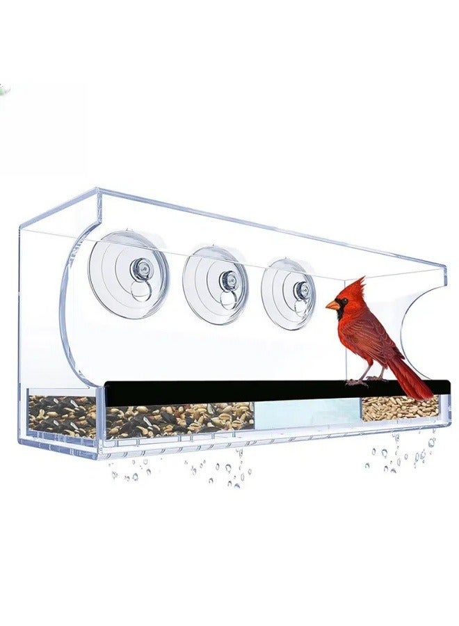 general Rectangular window bird feeder, large external transparent window bird feeder, transparent viewing acrylic bird feeder - Image 1