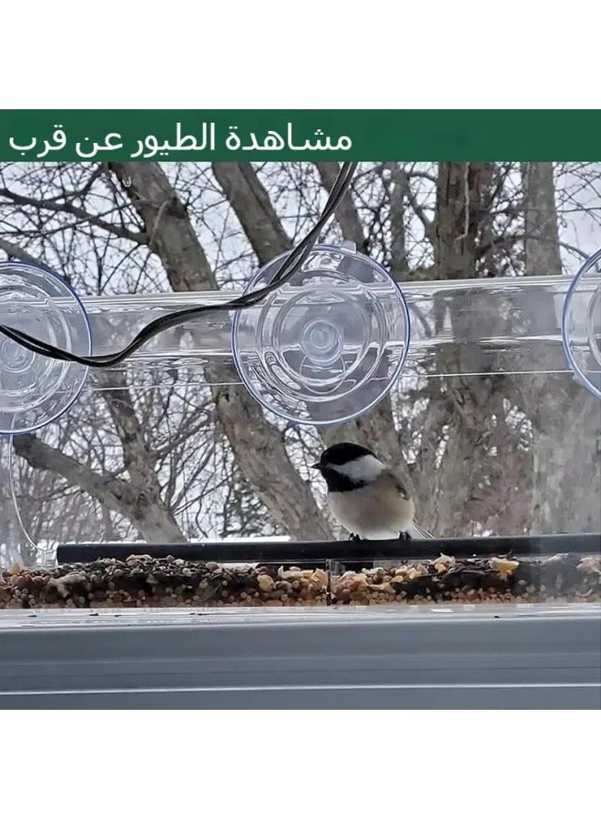 general Rectangular window bird feeder, large external transparent window bird feeder, transparent viewing acrylic bird feeder - Image 5