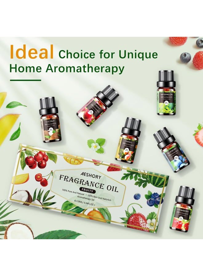 Aeshory 6 x 10ml Fruity Essential Oils Set Fragrance Oil for Diffuser, Aromatherapy, Candle Making, Strawberry, Cherry, Blueberry, Mango, Coconut Fragrance Oil - Image 5