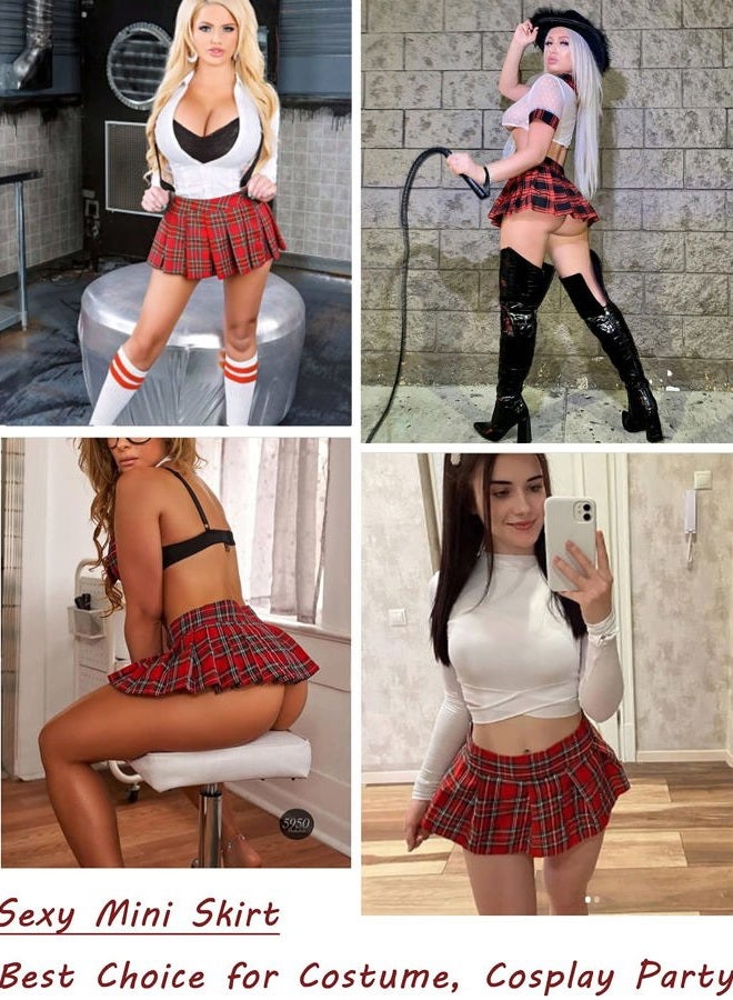 Avidlove Mini Pleated Skirts for Women Mini Plaid Skirt XS-XXL, A_red, M - Image 4