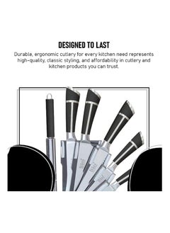 Bass Bass Kitchen Knife Set, Steak Knife and Utility Knives Set - Ultra Sharp High Carbon Stainless Steel Knives with Comfortable Handles (Set of 7, Black A)  - Image 4
