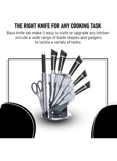 Bass Bass Kitchen Knife Set, Steak Knife and Utility Knives Set - Ultra Sharp High Carbon Stainless Steel Knives with Comfortable Handles (Set of 7, Black A)  - Image 3