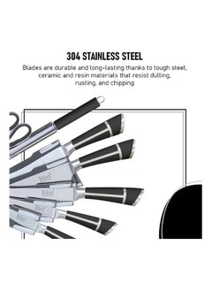 Bass Bass Kitchen Knife Set, Steak Knife and Utility Knives Set - Ultra Sharp High Carbon Stainless Steel Knives with Comfortable Handles (Set of 7, Black A)  - Image 5