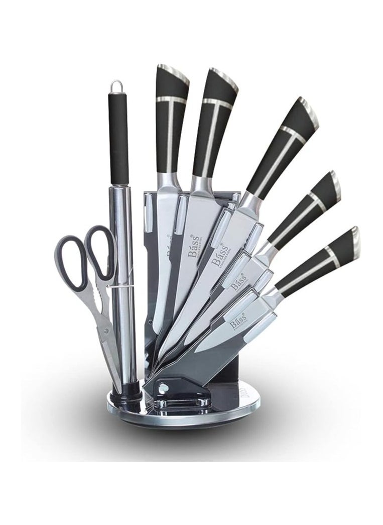 Bass Bass Kitchen Knife Set, Steak Knife and Utility Knives Set - Ultra Sharp High Carbon Stainless Steel Knives with Comfortable Handles (Set of 7, Black A)  - Image 1