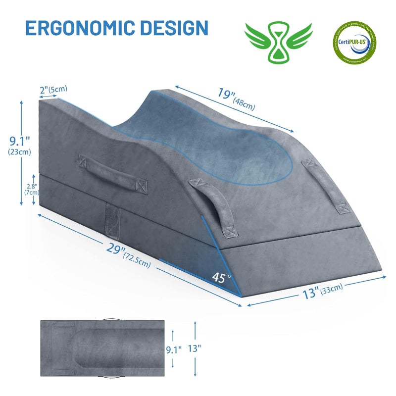 TranquilRelax Leg Elevation Pillows, Wedge Pillow for After Surgery, Memory Foam Leg Support Adjustable, Comfort Care for Back Knee Hip Ankles Pain, Knee Pillow for Sleeping Blood Circulation Grey - Image 2
