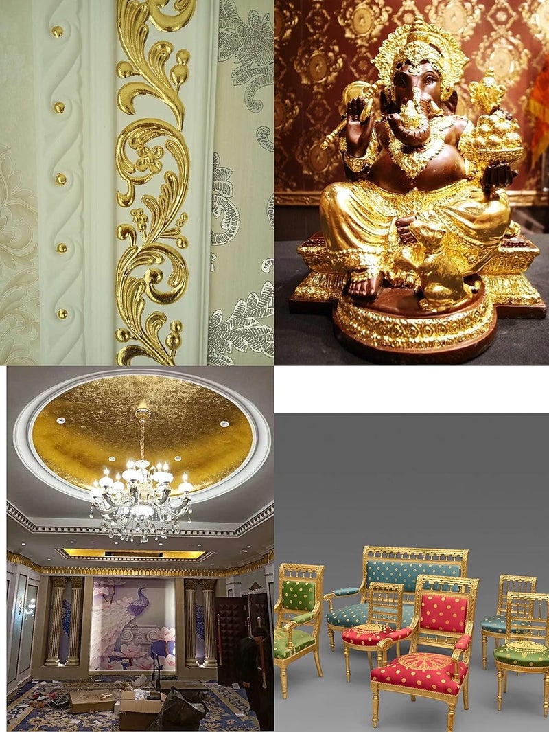Deconicer 100 Sheets Imitation Gold Leaf Sheets.Gold Foil Sheets are Suitable for Art,Gilding,Decoration,Crafts,Pictures,Frames,Sculpture,Furniture.3.15×3.35 inches. - Image 3