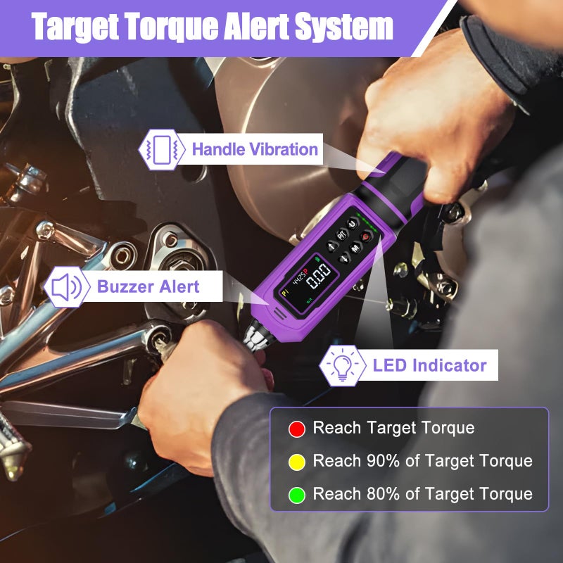 ANPUDS Digital Torque Wrench 3/8 Drive, 0.66-44.25 Ft-lb/0.9-60 Nm Inch Pound Torque Wrench with Dual Direction Ratchet, Â±1% Accuracy with Vibration, Buzzer and LED Alert - Image 3