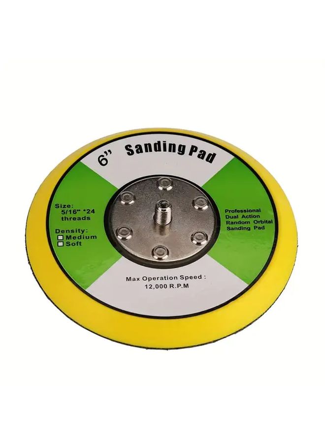6 Inch 150mm 5/16 24 Thread PU Hook And Loop Backer Backing Pad For Air Sander And Dual Action Car Polisher 1 Pack - Image 1