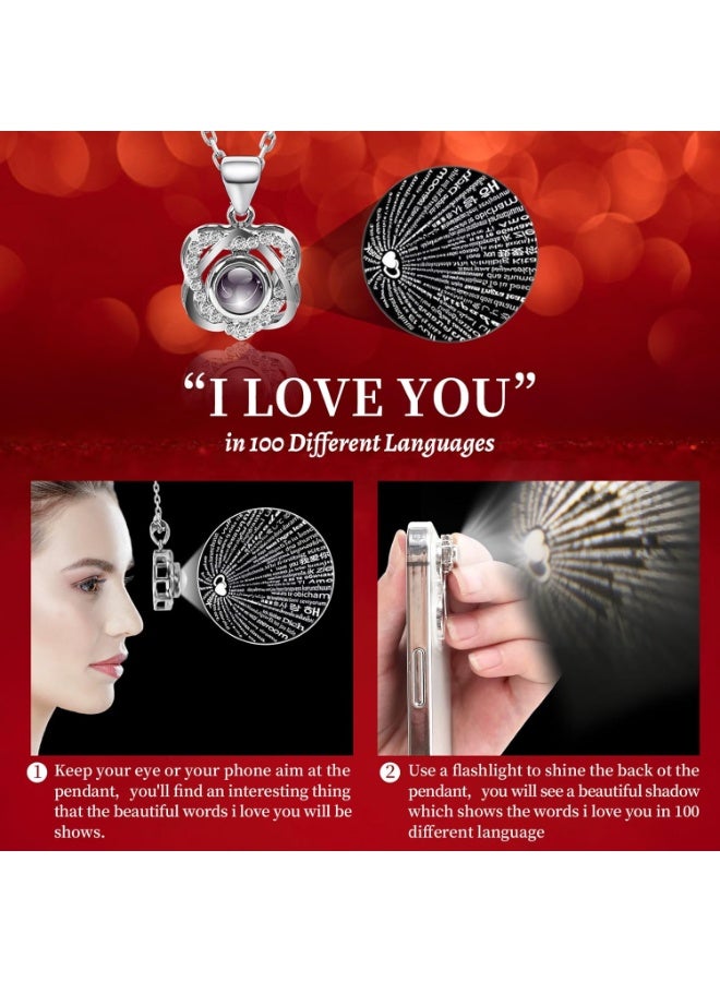 قلادة وردة حقيقية باللون الخوخي الوردي المحفوظة مع قلب "أحبك" - هدايا أعياد ميلاد للنساء والأم والزوجة والصديقة والجدة في عيد الحب وعيد الأم والذكرى السنوية - Image 3