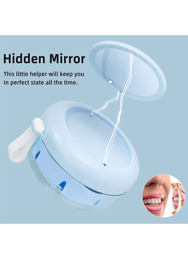 Muyixin - Leak Proof Denture Cup Kit Portable Retainer Case with Denture Brush, Strainer, Removal Tool and Mirror（Blue) - Image 1