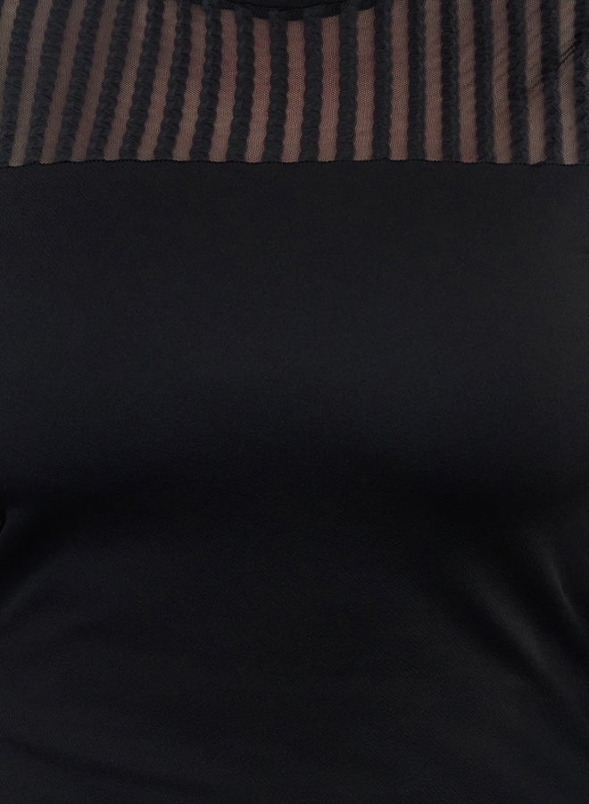 trendyol Black High Collar Lace Knitted Plus Size Blouse TBBAW25AF00010 - Image 4