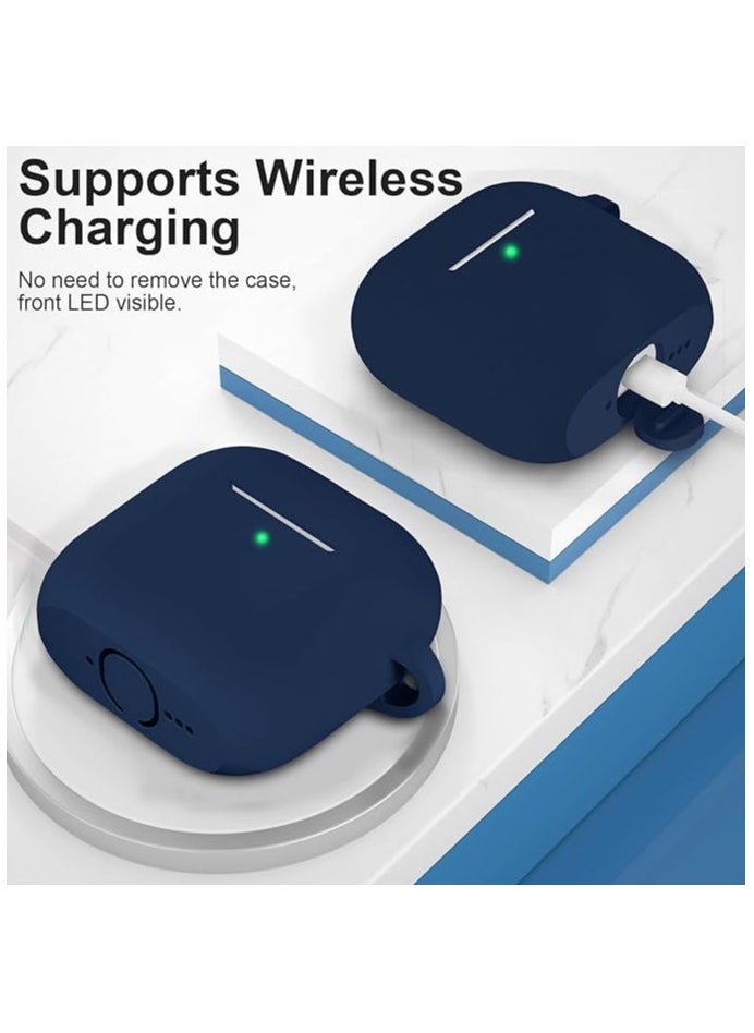2 Pack Silicone Case Compatible with AirPods 4, Protective Silicone Skin Accessories with Keychain for Apple AirPods 4th Generation Case, Front LED Visible (Blue,Black)