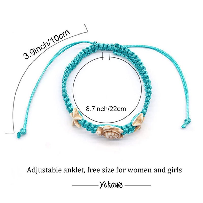 Yokawe Boho Turtle Anklets Bracelets Blue Starfish Summer Beach Waterproof Barefoot Sandals Jewelry for Women - Image 3