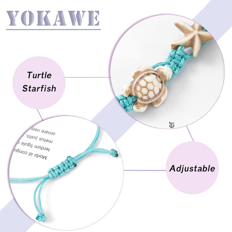 Yokawe Boho Turtle Anklets Bracelets Blue Starfish Summer Beach Waterproof Barefoot Sandals Jewelry for Women - Image 5