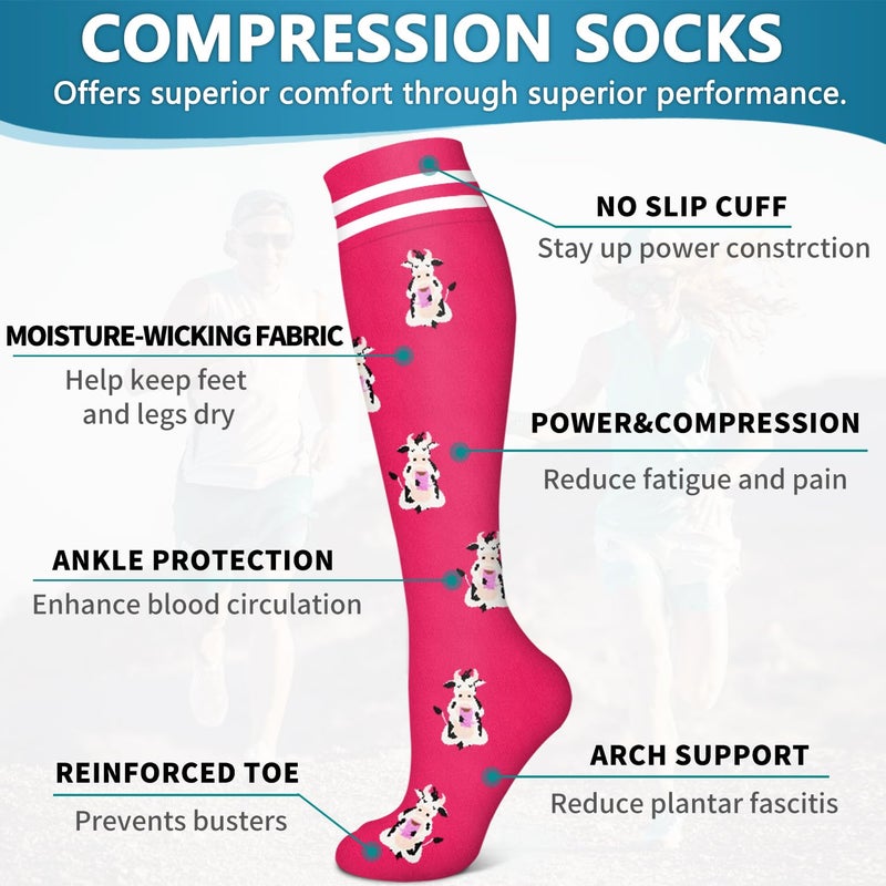 Bluemaple 6 Pack Copper Compression Socks for Women and Men Circulation-Best Support for Medical,Running,Nursing,Athletic - Image 5