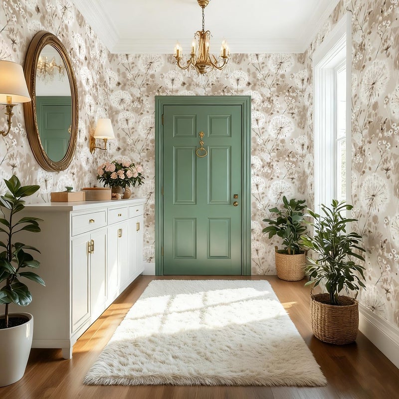 Nukofal Flora Peel and Stick Wallpaper Dandelion Wallpaper Floral Contact Paper 16.9"x118.1" Vintage Brown Wall Paper Peel and Stick Boho Self Adhesive Removable for Cabinet Bedroom Decor Vinyl - Image 4
