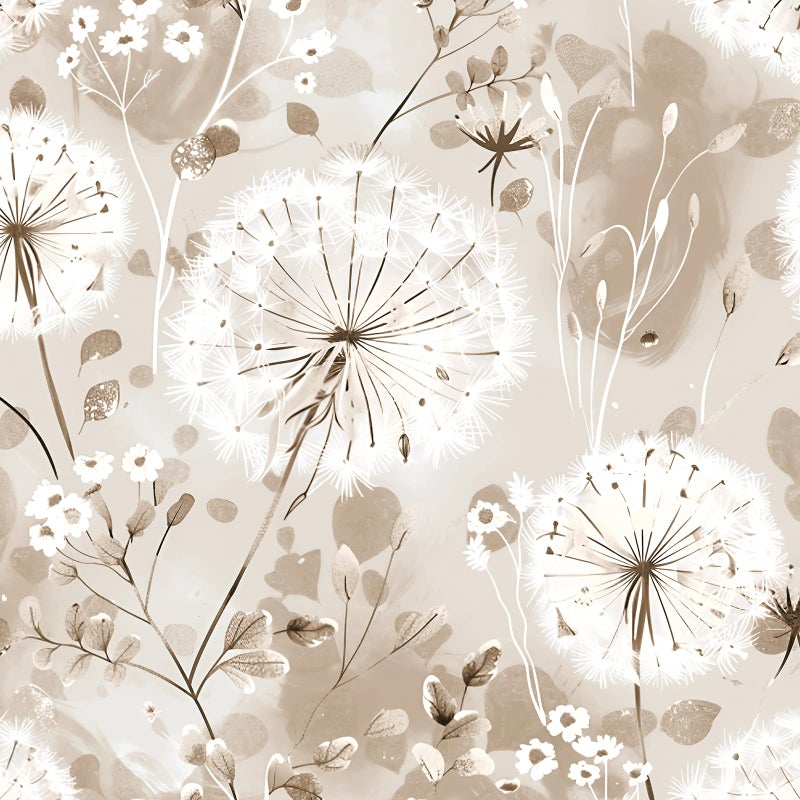 Nukofal Flora Peel and Stick Wallpaper Dandelion Wallpaper Floral Contact Paper 16.9"x118.1" Vintage Brown Wall Paper Peel and Stick Boho Self Adhesive Removable for Cabinet Bedroom Decor Vinyl - Image 1