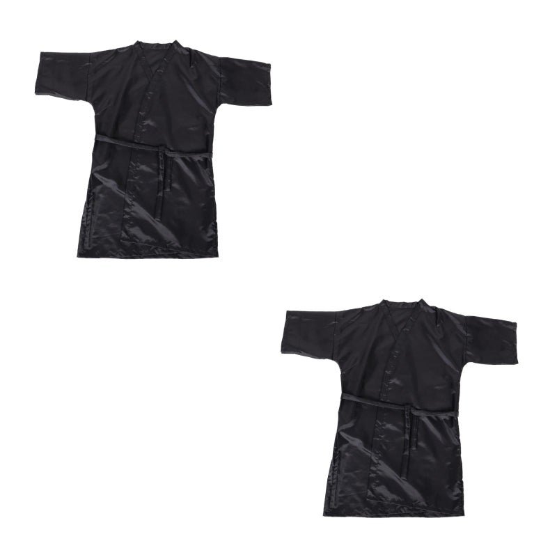2pcs Salon Client Gown Robes Cape Hair Salon Black Smock Client Gown Cape with Adjustable Tie for Hair Cutting Styling Supplies - Image 1