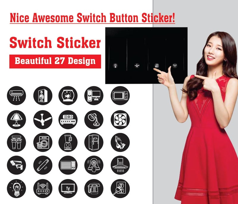 SMPrints Balck White Switch Stickers for Switchboard Switches Electric Board Appliances 27 pcs Each Designs Total 405 Stickers PVC Vinyl - Image 5