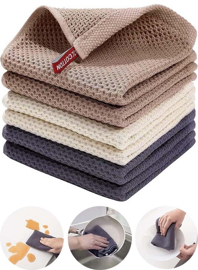 Bukela 6 Pack Kitchen Towels and Dishcloths Sets 100% Cotton Soft Quick Drying Dish Towels for Kitchen Absorbent Kitchen Dish Cloths Washing Dishes, 12x12 Inches, Multi Color - Image 1