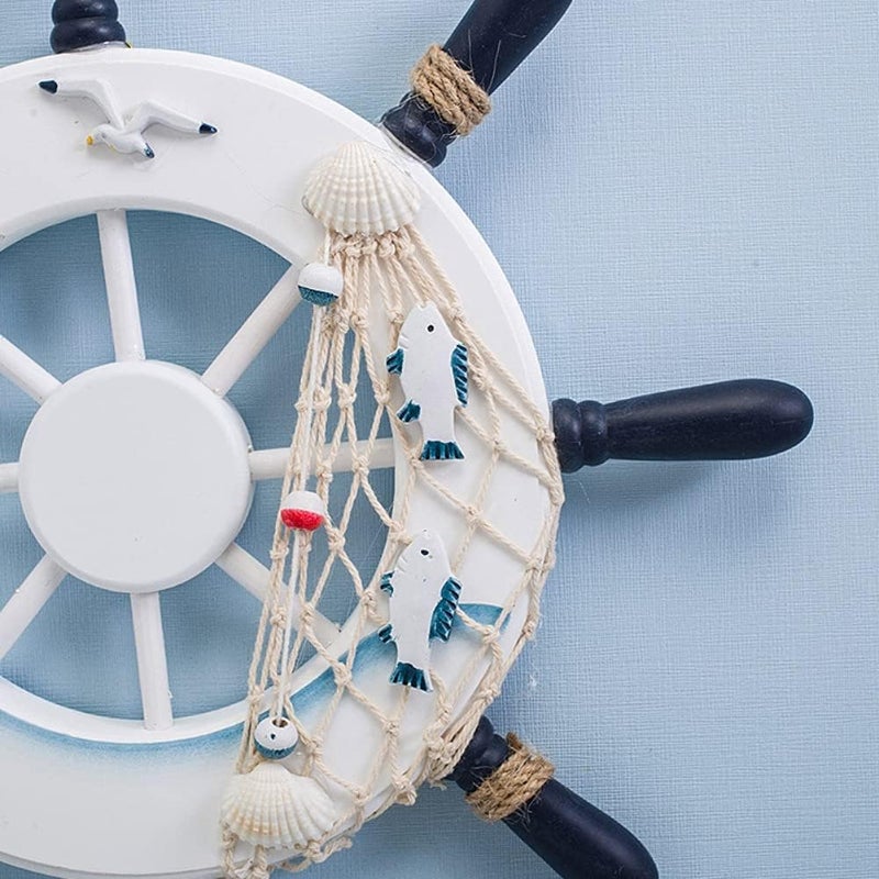 ويوبلز زينة دفة قارب البحر الأبيض المتوسط، عجلة قيادة خشبية معلقة، زينة جدارية منزلية (ب) - Image 2