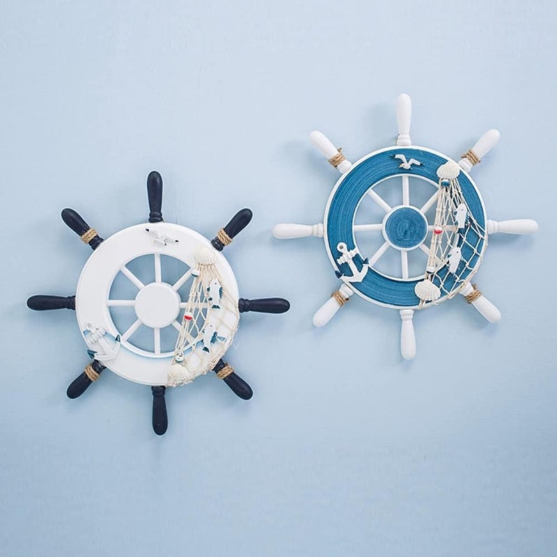 ويوبلز زينة دفة قارب البحر الأبيض المتوسط، عجلة قيادة خشبية معلقة، زينة جدارية منزلية (ب) - Image 5