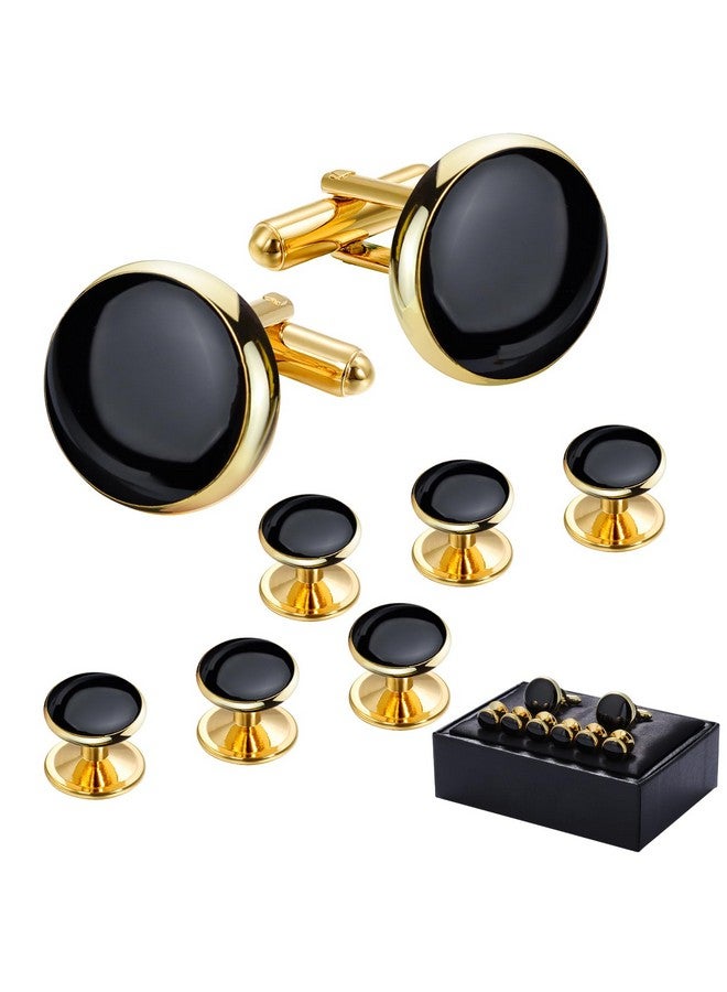 HAWSON Men’S Cufflinks And Tuxedo Studs Set With Gift Box; Men’S Jewelry Or Accessories Suitable For Black Suit White Shirts Vest And Red Bow Tie On Wedding Or Anniversary And Birthday - Image 1