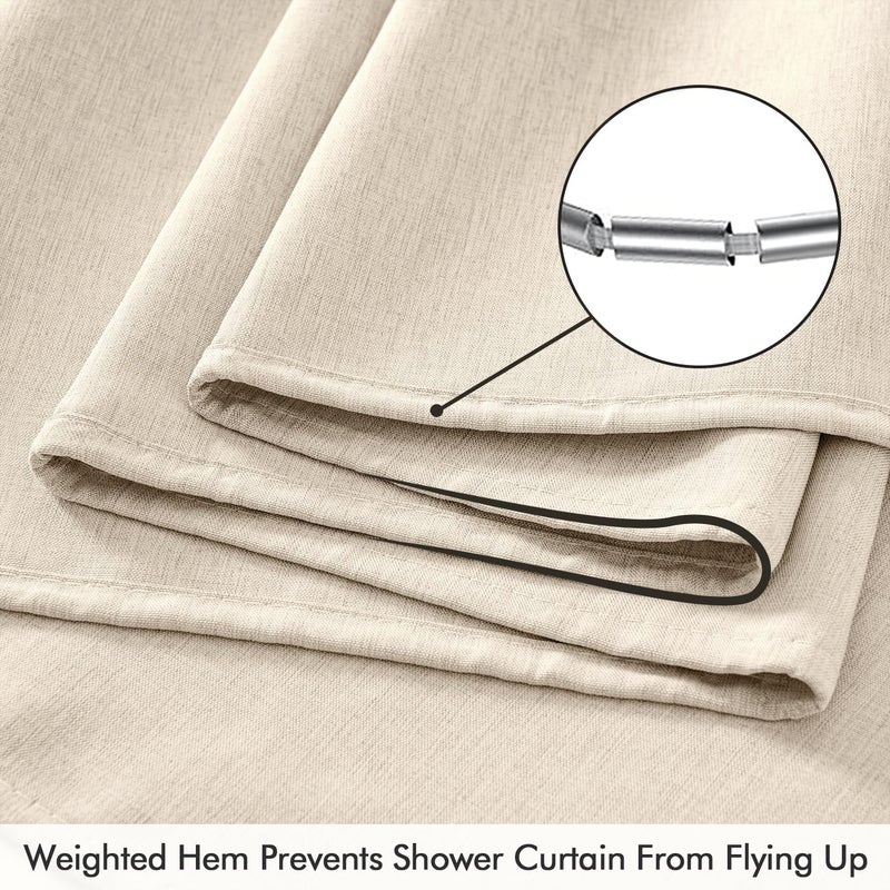 ANRODUO Extra Long Linen Shower Curtain, 108 Inch Long Heavy Duty Boho Farmhouse Fabric Shower Curtain Set with 12 Metal Hooks, Waterproof Decor Machine Washable for Bathroom Bathtub, 72 x 108, Cream - Image 4