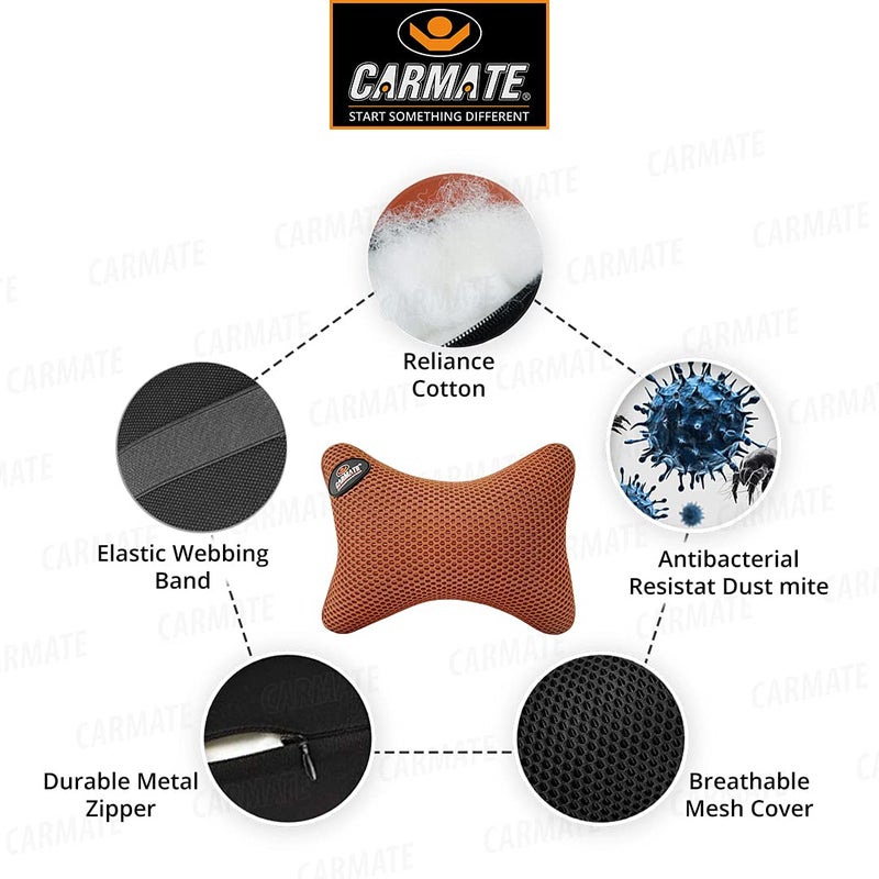 CARMATE Marcos Car Seat Neck Rest Cushion Pillow - Set of 2 (Tan) - Image 4