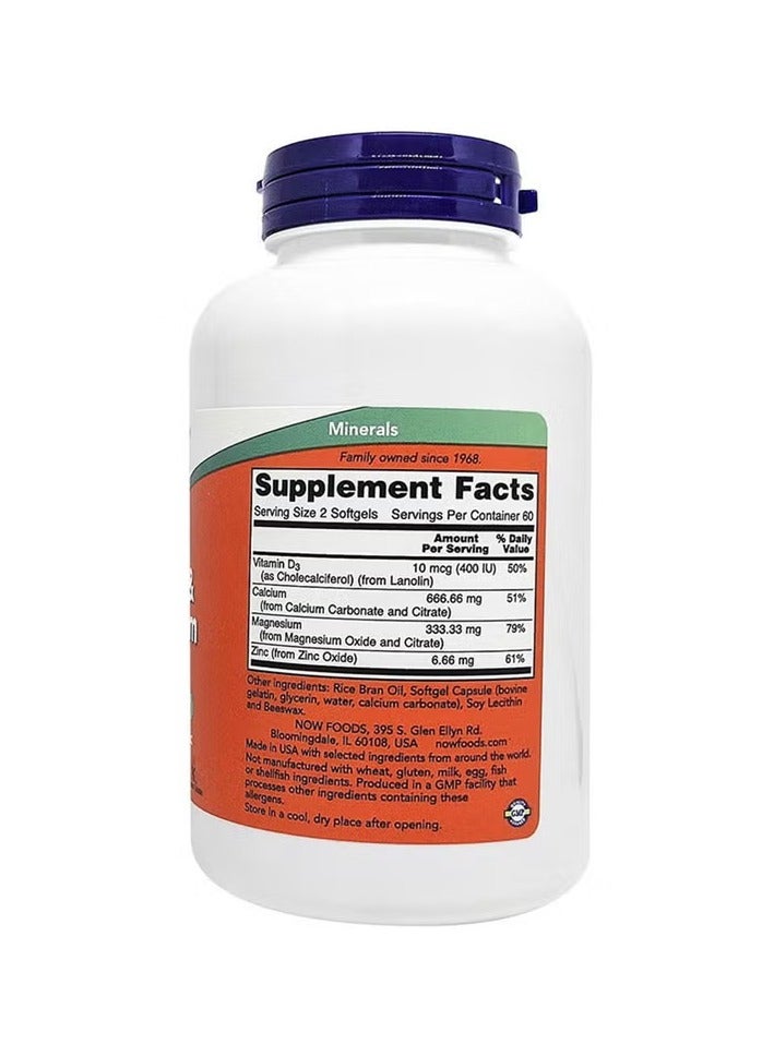 now Calcium & Magnesium With Vitamin D3 & Zinc Softgel For Bone Health, Pack of 120's - Image 2